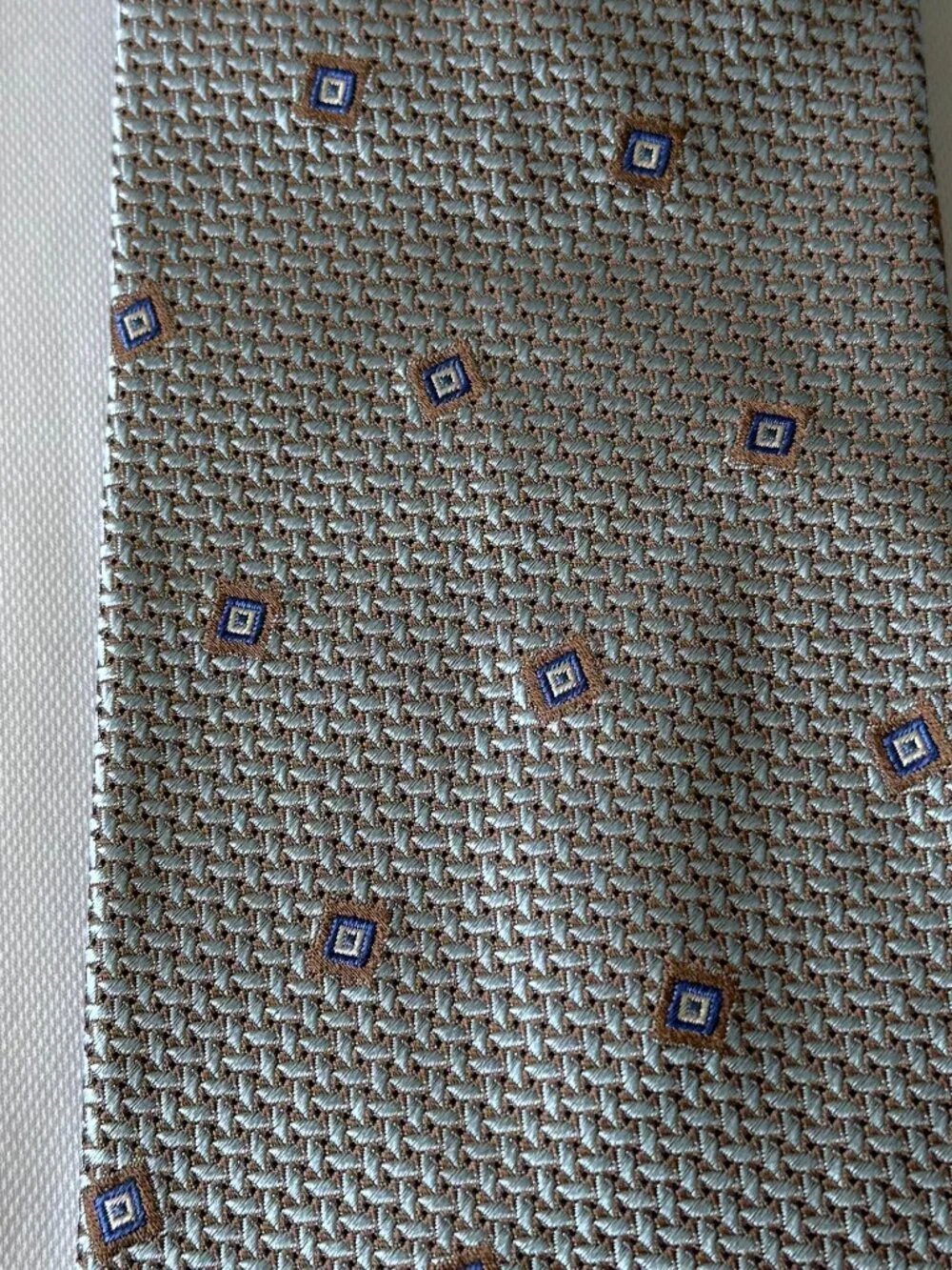 Ermenegildo Zegna mens tie silver-blue and brown, 100% silk made in Italy
